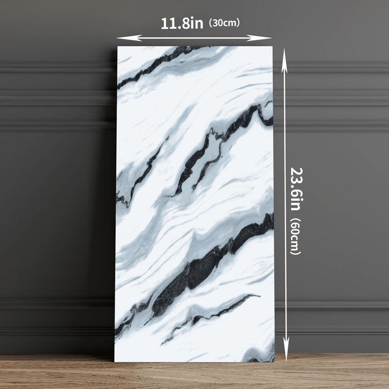 6 pièces de panneaux de salle de bain imperméables à l'eau avec dosseret et dosseret - carreaux de cuisine 12 x 24 (marbre blanc)