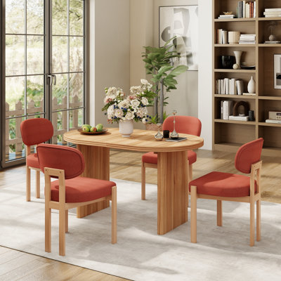 55.12"-70.87" Mid-Century Modern Extendable Dining Table with Removable Leaves
