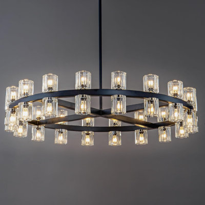 Elrey 36" W 36-Light Dimmable Crystal Chandelier