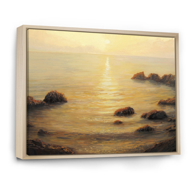 Golden Sunrise Sunet - reproduction sur toile, H 12 po x l 20 po x P 1 po, Cadre flottant brun