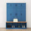Arbre d'entrée de style campagnard avec 4 crochets cachés, banc polyvalent en noyer avec 8 portes, armoire à chaussures d'entrée-118026488