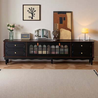 French Retro Style Rubberwood TV Stand