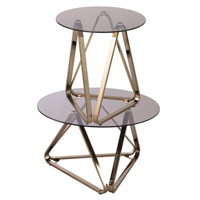 Southern Enterprises Stondon 2 Piece Living Room Table Set In Champagne