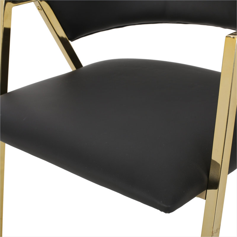 Ensemble de 2 chaises d'appoint rembourrées modernes avec pieds en métal doré noir de jais pour la salle à manger