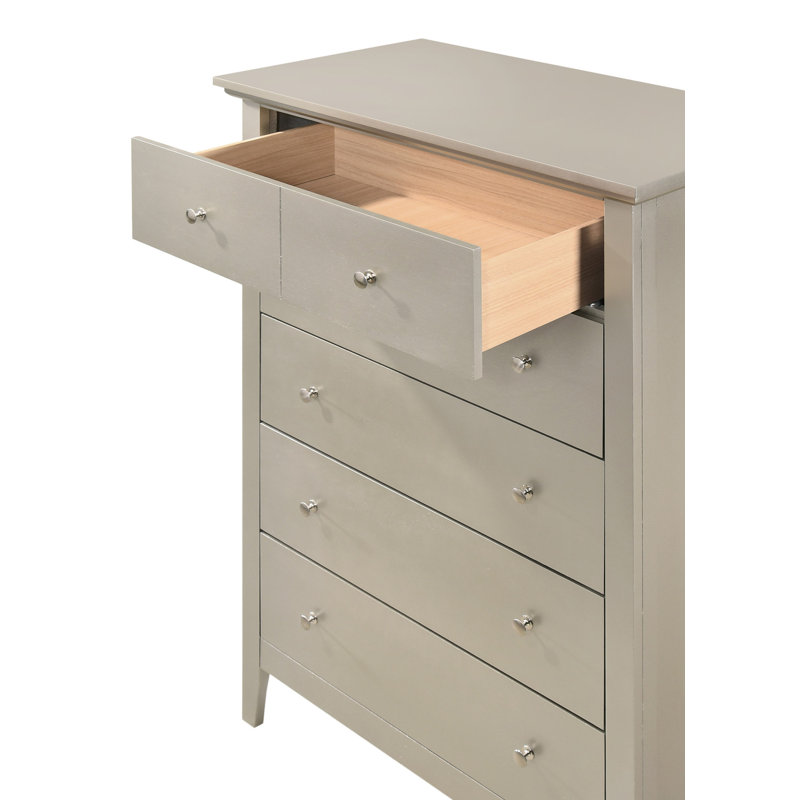 Commode moderne à 6 tiroirs, commode de rangement pour chambre à coucher, Champagne