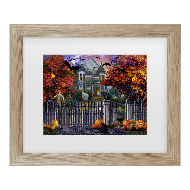 Nicky Boehme, «Halloween House», art encadré mat, H 19,5 po x l 23,5 po x P 0,75 po, Argent