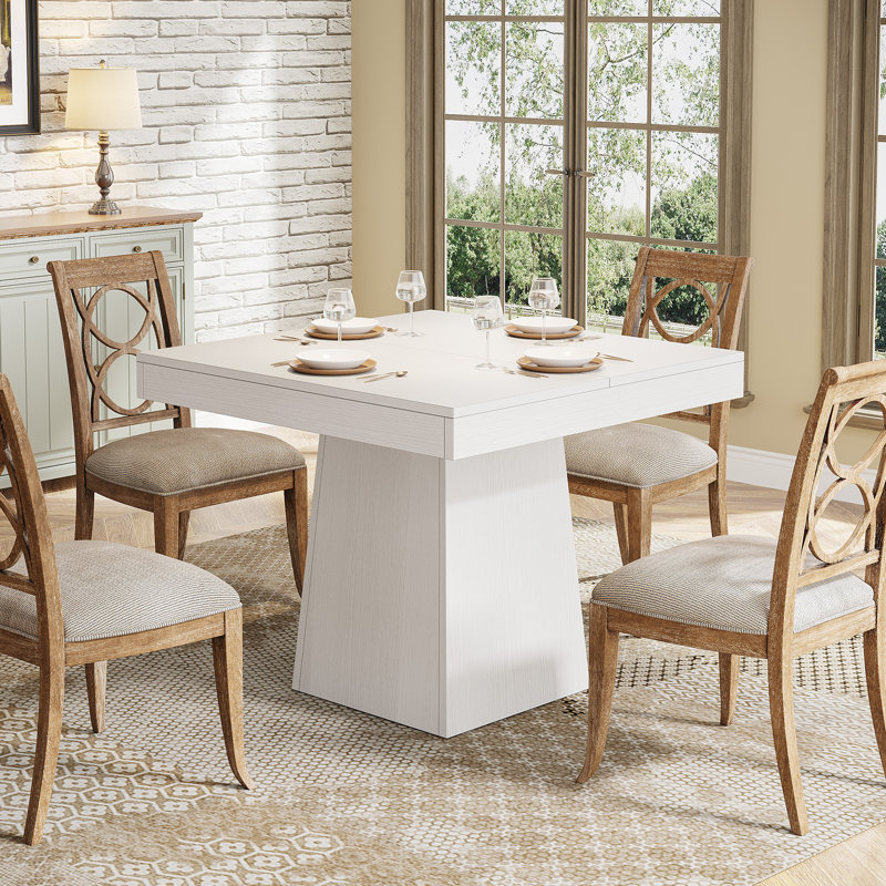 31.5 Inch Square Dining Table, Kitchen Table Small Dinner Table Farmhouse Dining Room Table, White