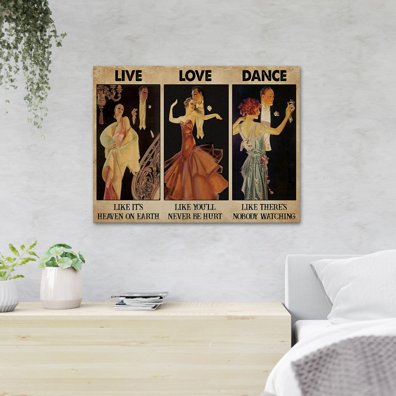 «Couple Dancing - Live Like Heaven On Earth», reproduction d'art graphique sur toile tendue, H 24 po x l 36 po x P 2 po