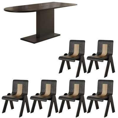 French vintage solid wood dining table set.