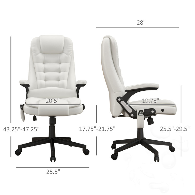 Fauteuil de bureau chauffant à massage avec 6 points de vibration, inclinable et télécommande