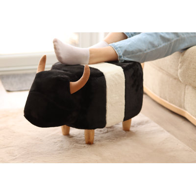 Beltie the belted cow animal footstool 	with wooden legs