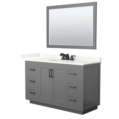 Ensemble de meuble-lavabo simple autoportant 54 po avec plateau en quartz Miranda