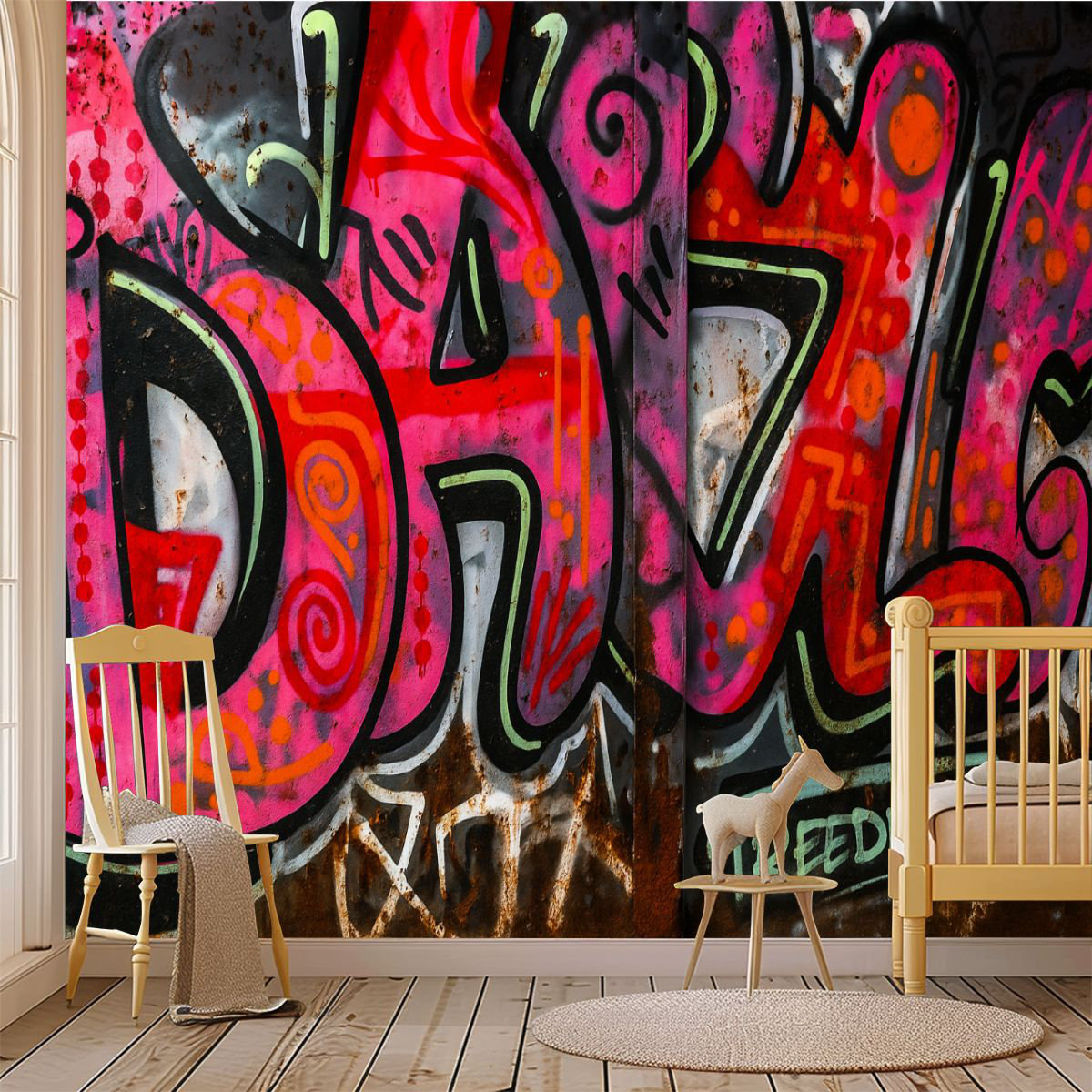 17 Stories Peel and Stick Wallpaper Wall Mural graffiti abstract city ...
