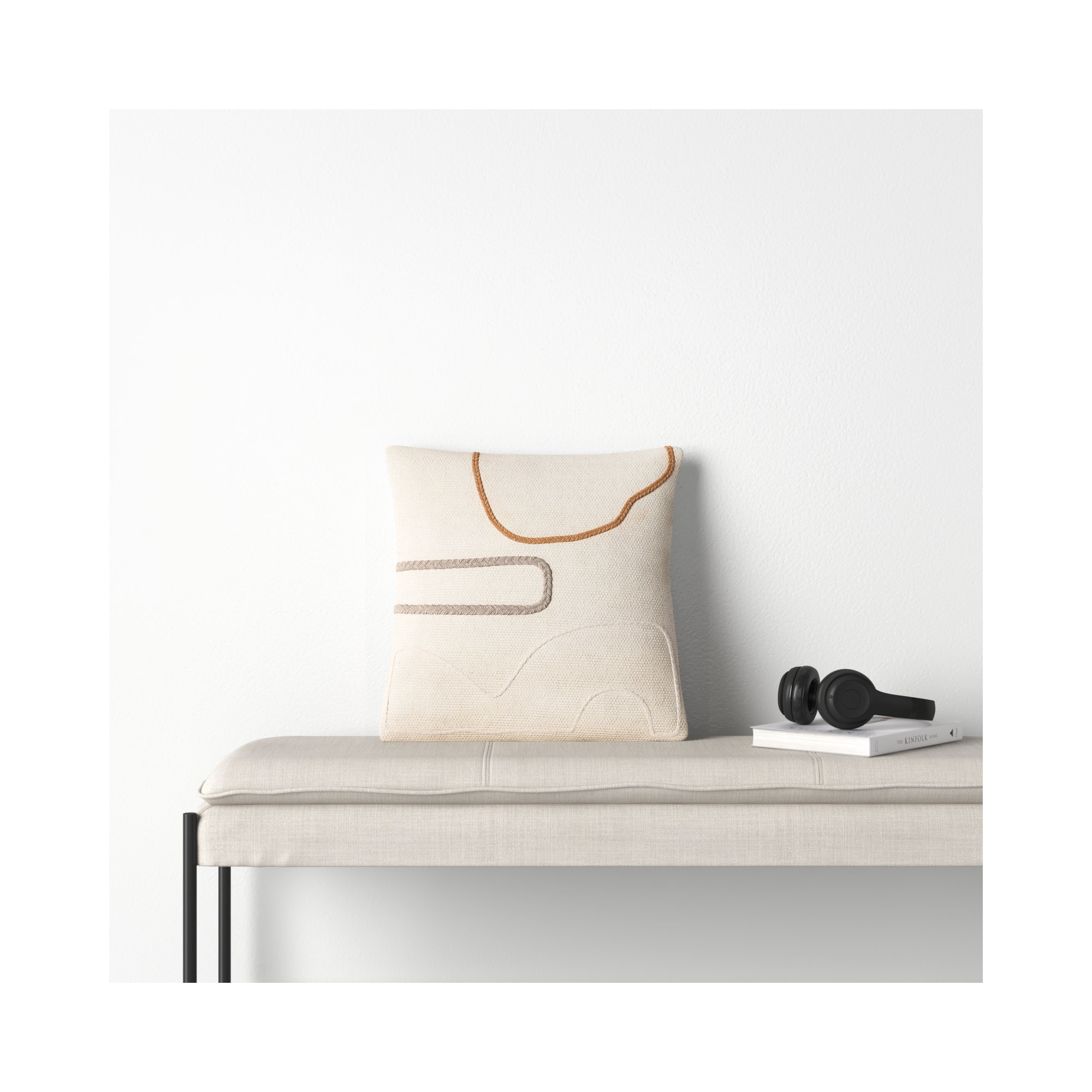 Alain Embroidered Throw Pillow, 1, 22" x 22", Polyester