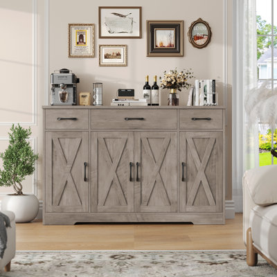 Adra 55.1'' Sideboard with 3 Drawers, Adjustable Shelves