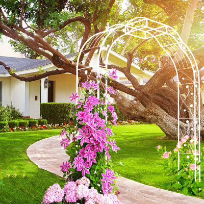Arche en métal blanc crème de l 74,4 po x H 98,4 po - Décorez l'extérieur avec des plantes