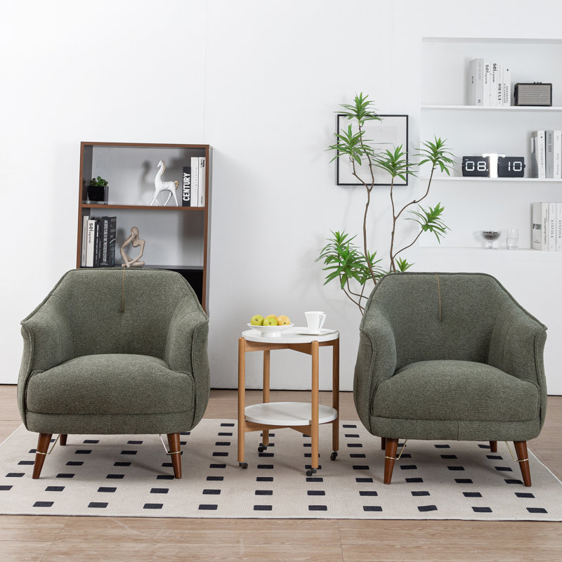 Chaise avec accoudoirs Modern Modern, fauteuil rembourré en tissu durable pour le salon, la chambre à coucher, pieds en bois massif, vert