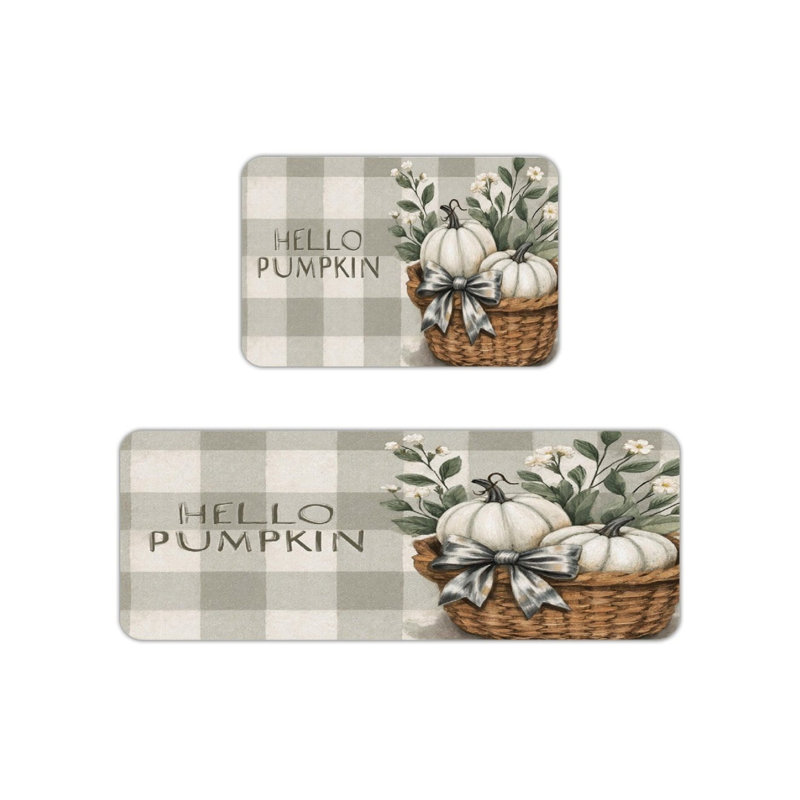 Tapis de cuisine écossais gris, ensemble de 2 tapis de ferme pour la cuisine et le porche