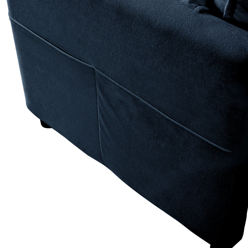 Deep Seat Sectional Cloud Sofa With 2 Ottomans & Soft Pillows, Loveseat Modular Couch For Living Room, Apartment,DIY Combination,Blue