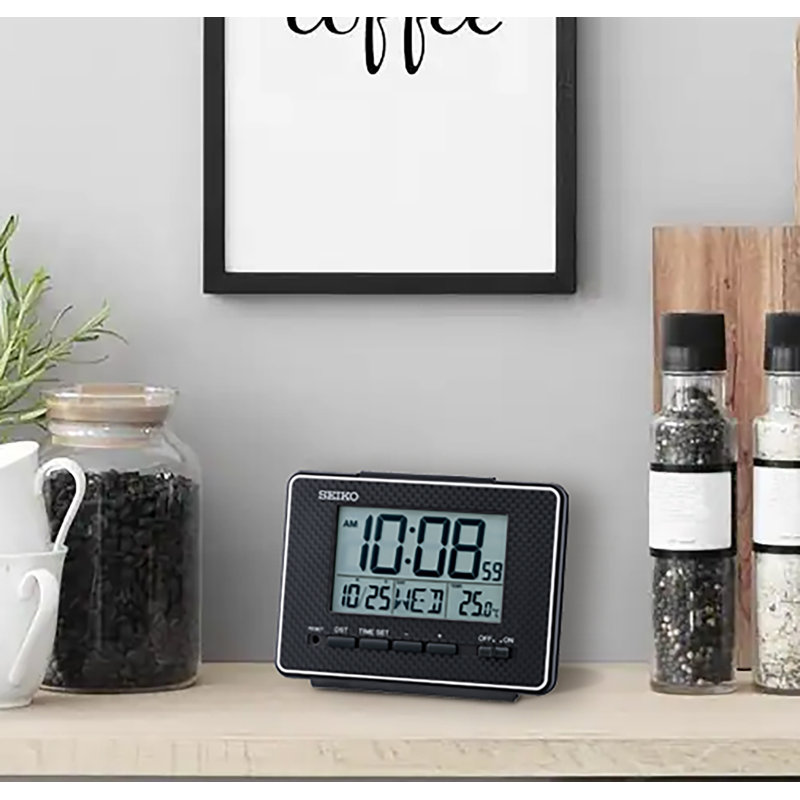 QHL096KLH Digital Alarm Clock, Black