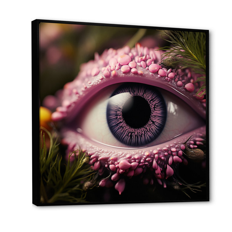 «Pink Vision Eye With Magical Pupil», reproduction d'art sur toile, H 30 po x l 30 po x P 1 po, Cadre flottant noir
