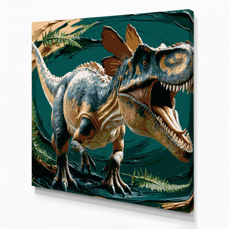 «Dinosaur Dilophosaurus Green», art mural sur toile, H 16 po x l 16 po