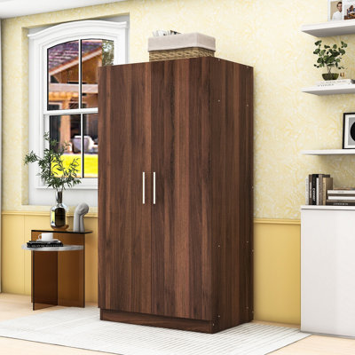 Armoire 2 portes en bois avec 3 tablettes de rangement