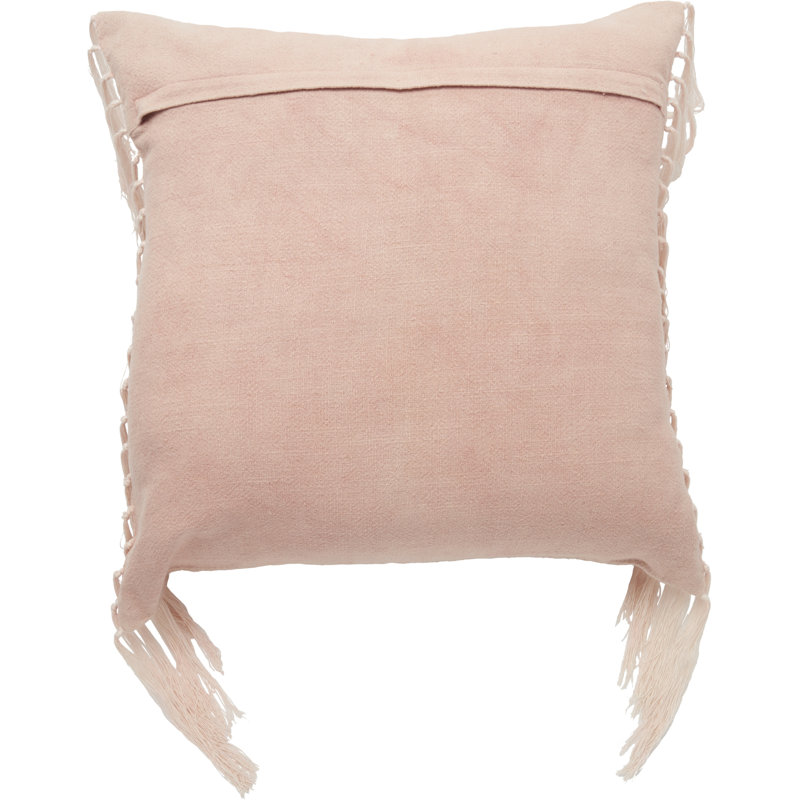 Fringed Cotton Reversible Throw Pillow