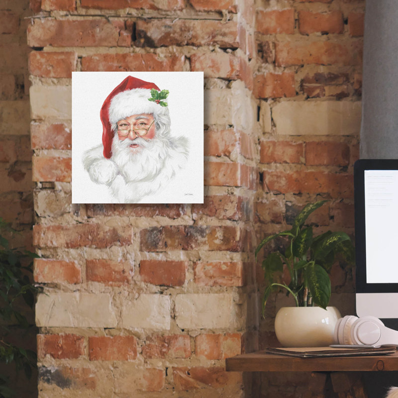 «Jolly Santa» par Leslie Trimbach, art mural sur toile, H 12 po x l 12 po x P 0,75 po