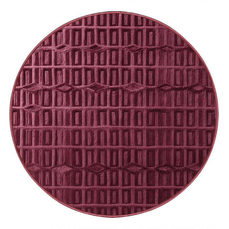 Tapis rouge en treillis lavable à la machine, Rond 4 pi