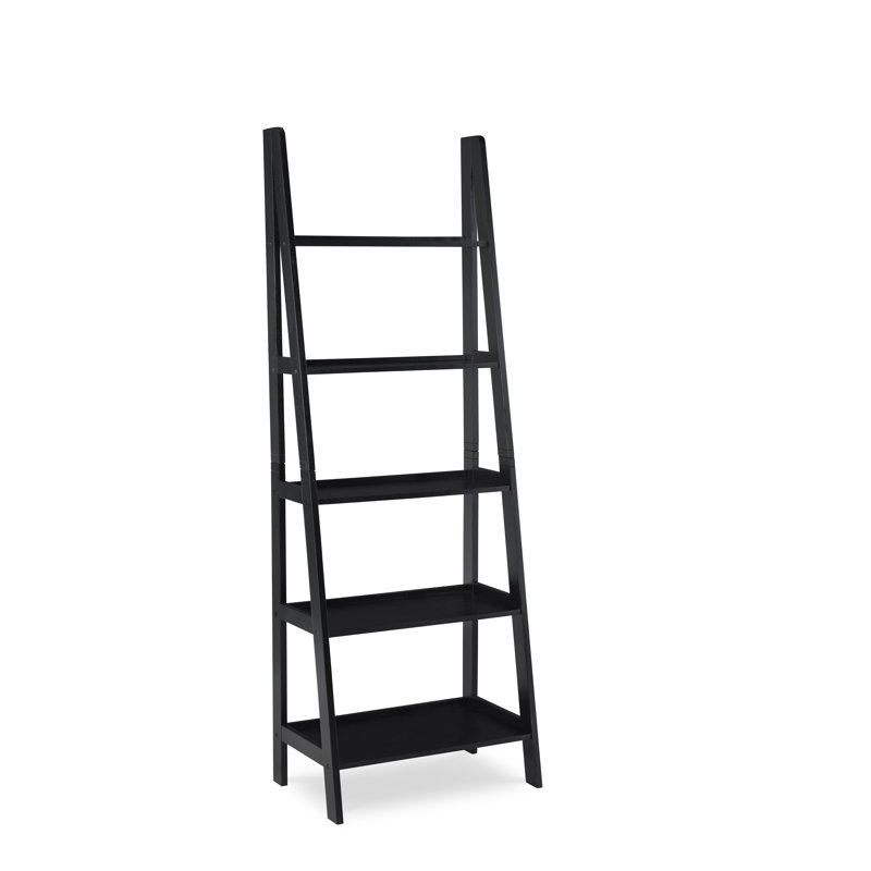 Bibliothèque échelle en bois massif H 72 po x l 25,25 po Natrona, Noir