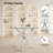 35" Round Glass Dining Table Set For 4, Modern Minimalist Tempered Glass Kitchen Table With 4 Velvet Chairs, For Dining Room, Kitchen-1088364550