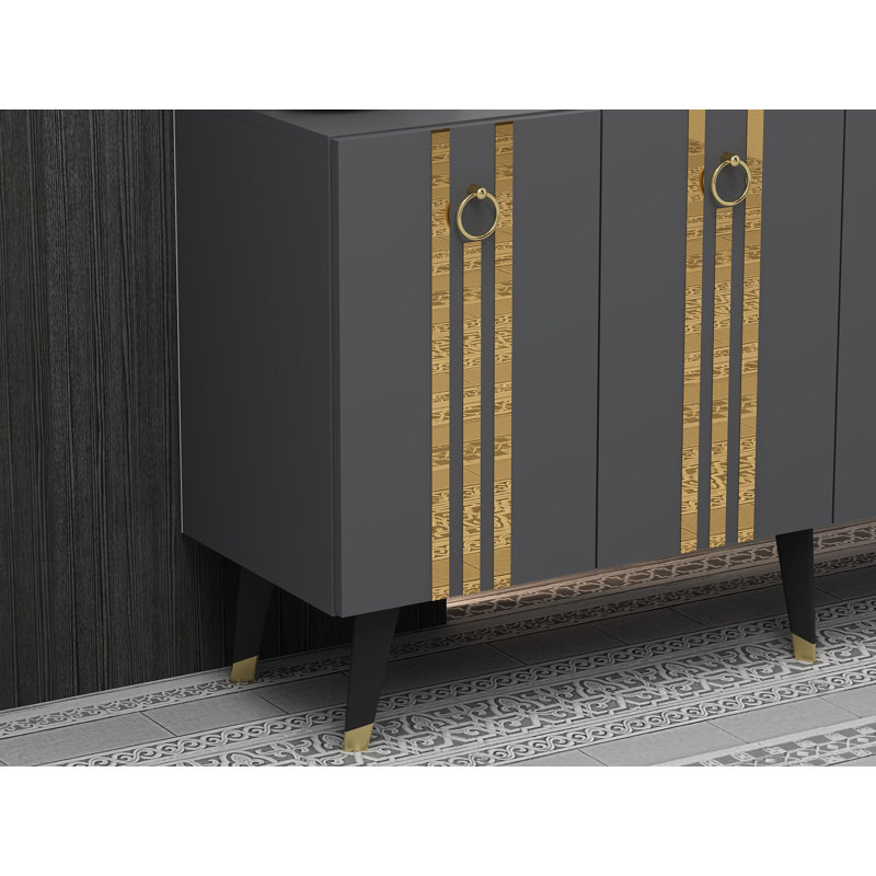 Jacobi 150cm Console Table, Grey/Gold