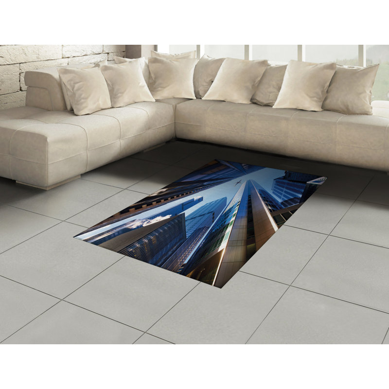 Urban High Density Long Fiber Poly Threads Decorative Area Rug Carpet, Rectangle 4' x 5'8"