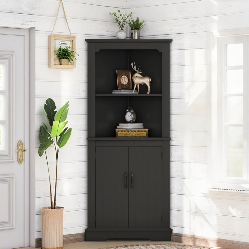 Armoire de rangement en coin Farmhouse, Noir