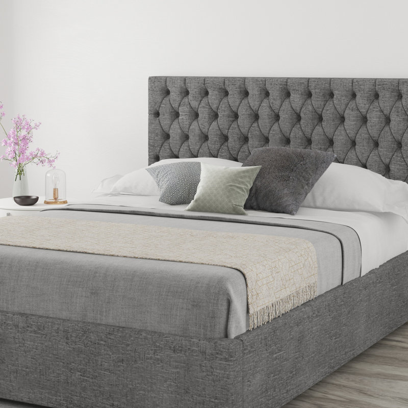 Upholstered Velvet Headboard, Small Double (4'), Velour Charcoal
