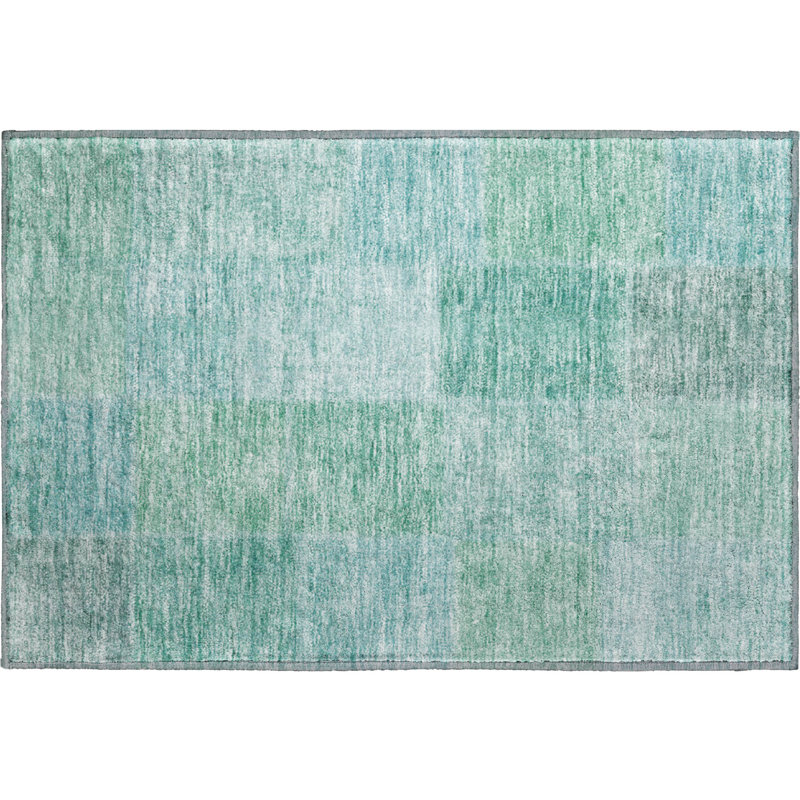 Premium Machine Washable Prisco Teal Rug, Rectangle 1'8" x 2'6"