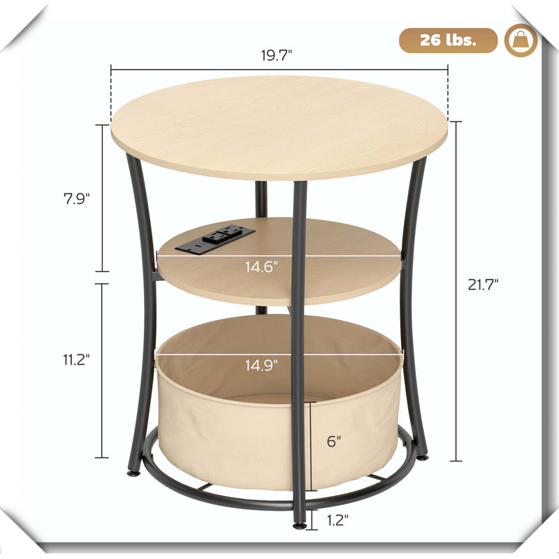 Table basse ronde à 3 niveaux avec station de charge