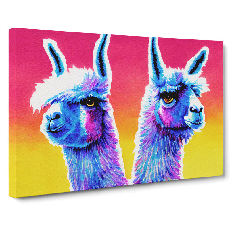 Colourful Llamas Vol.4 - Wrapped Canvas, 40cm H x 60cm W x 3cm D