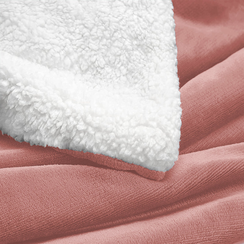 Formaran Sherpa Fleece Fur Thick Reversible Blanket Throw, W130 x L150cm, Pink