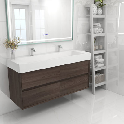 60" Wall Mounted Double Bathroom Vanity