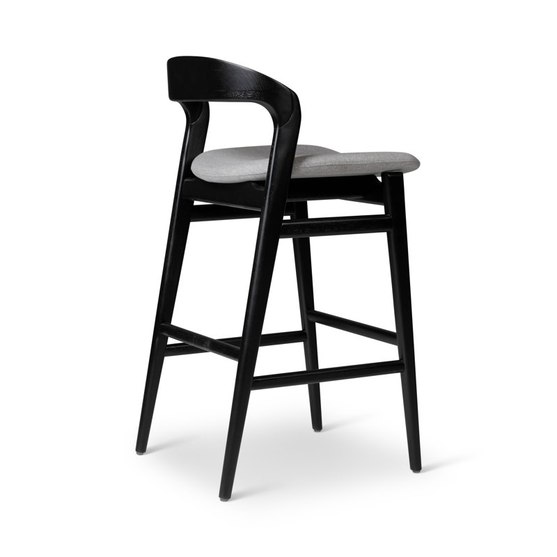Modern Brazilian Velma Counter Stool, Essence Gray/Ebano Frame, Counter Stool (25.25" Seat Height)