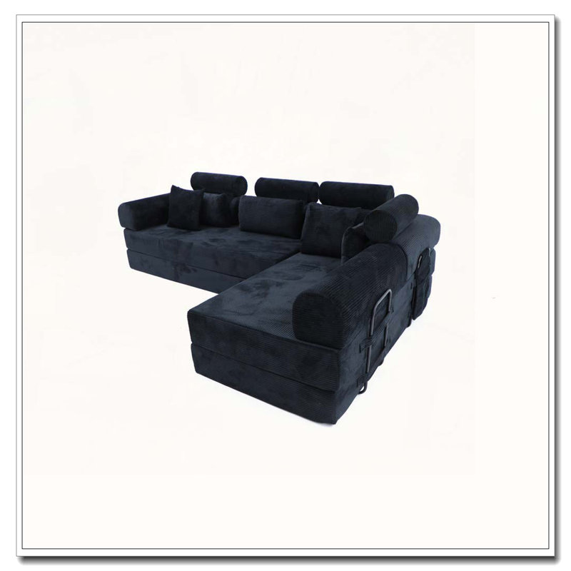 Canapé modulaire en L, Noir