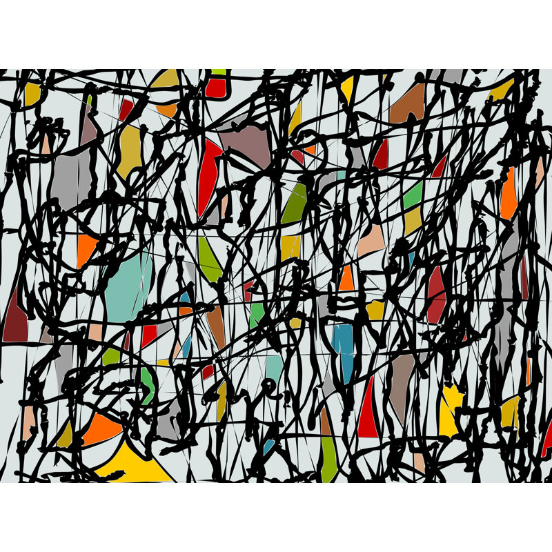 Pollock Wink Print by Angel Estevez, 17.2" H x 21.2" W x 0.88" D, White, Black Single Picture Framed Paper