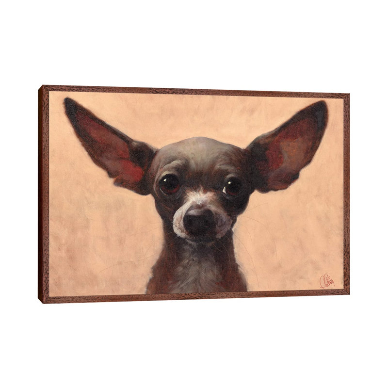 Chihuahua by Thomas Fluharty - Painting on Canvas, Classic Brown Wood Framed, 66.04 cm H x 45.72 cm W