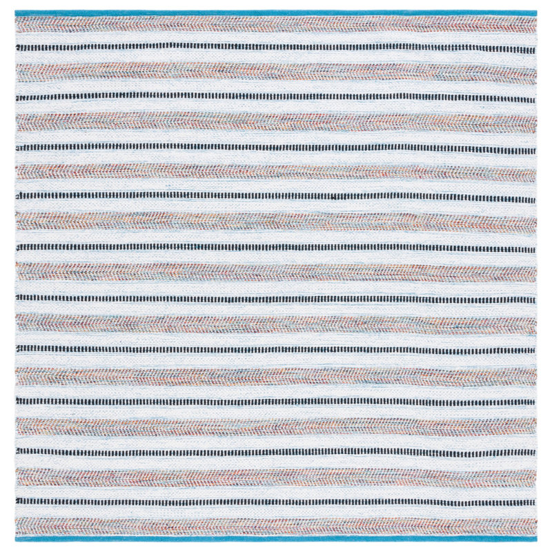 Gavankar Flat Weave Cotton Striped Rug, Square 6'