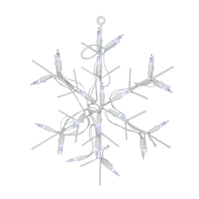 Décoration de fenêtre de Noël en forme de flocon de neige clair et blanc 13 "à DEL