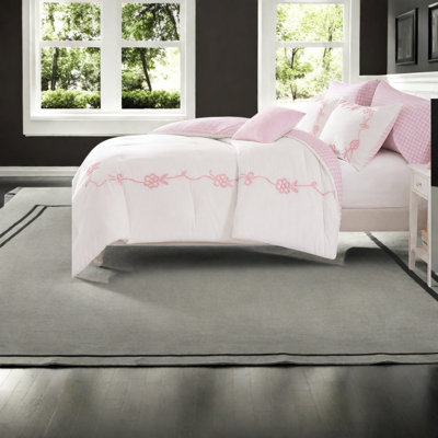 Ensemble de literie pour lit double / grand rose, ensemble d'édredon en microfibre avec nœuds floraux