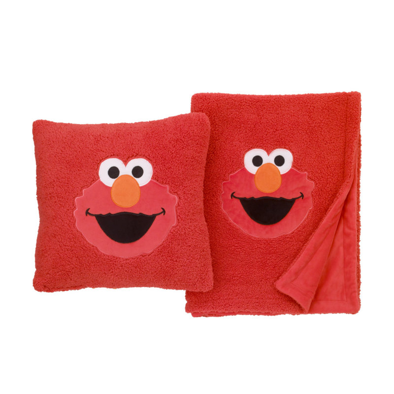 NoJo Sesame Street Elmo Super-Soft Sherpa Toddler Throw Pillow