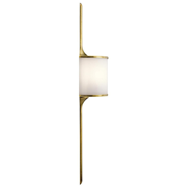Charlee Glass Flush Mounted Sconce, 76.2cm H x 20.4cm W x 11.7cm D, Natural Brass